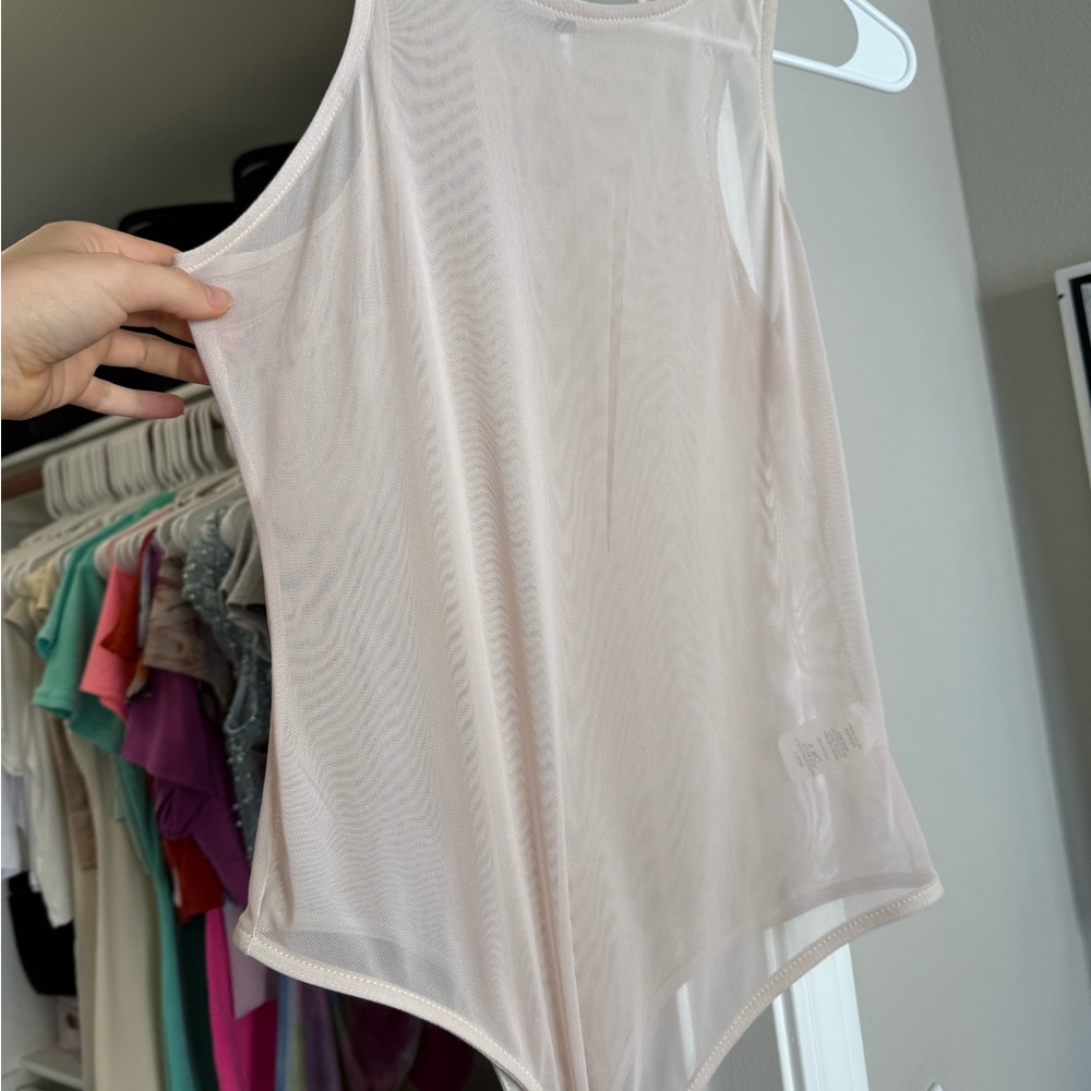Fashion Nova Sheer Cream Bodysuit